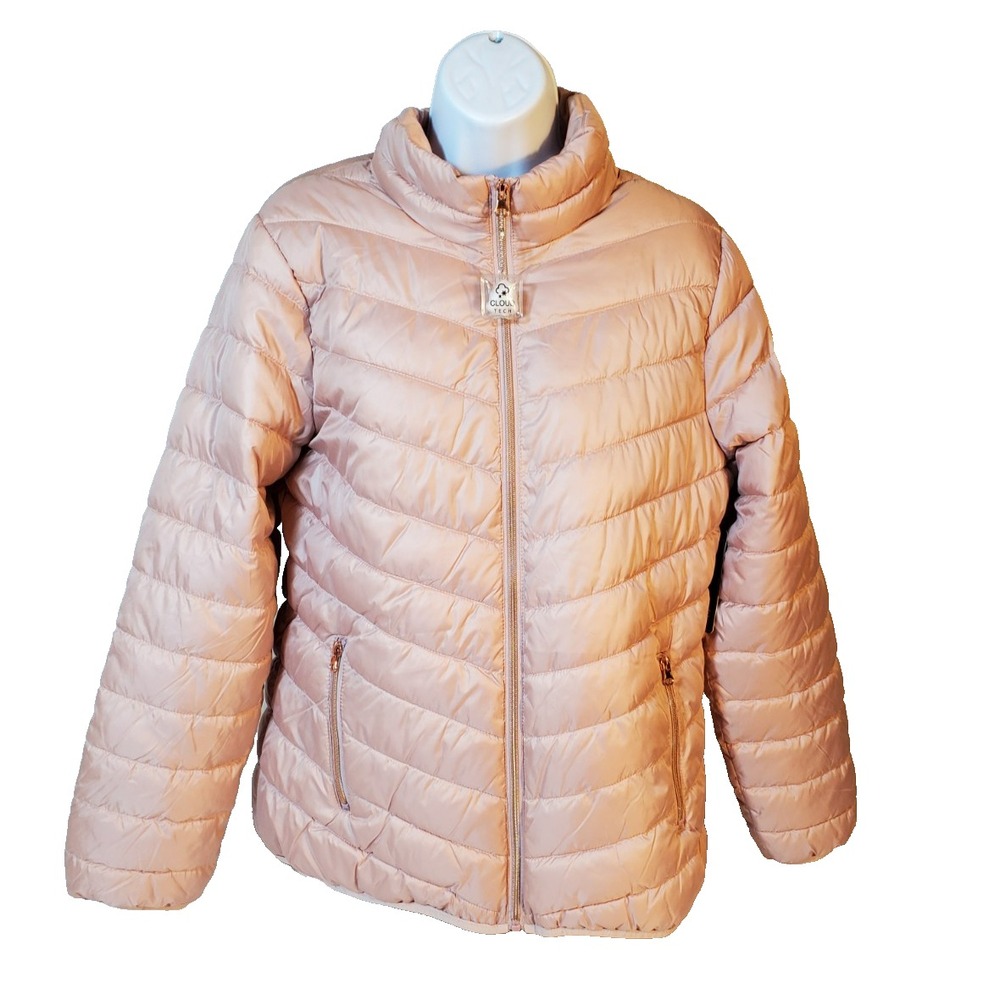 Cherokee‎ Puffer Jacket Womens Large Pink Full Zip Coat- NWT